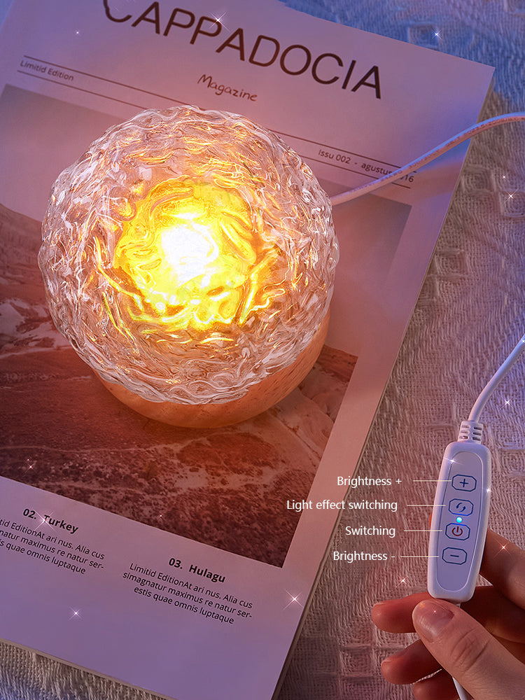 Crystal Mood Lamp Home Bedroom Decor, New Water Ripple Projector Night Light, Aesthetic Christmas Sunset Light Gift