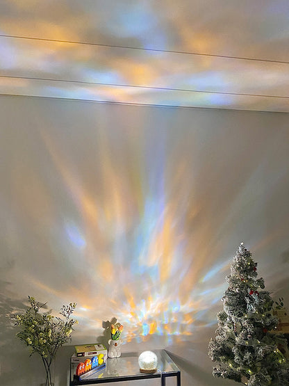 Crystal Mood Lamp Home Bedroom Decor, New Water Ripple Projector Night Light, Aesthetic Christmas Sunset Light Gift