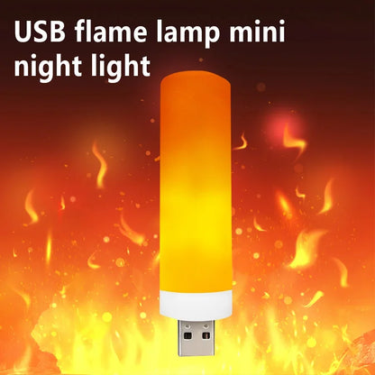 USB LED Night Lamp Flame Effect Bulbs, Candle Lights Flickering Flameless Candles, Cozy Home Ambient Decor