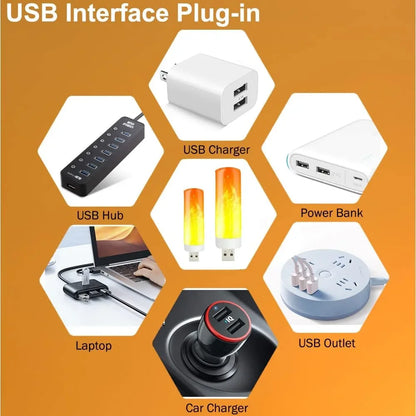 USB LED Night Lamp Flame Effect Bulbs, Candle Lights Flickering Flameless Candles, Cozy Home Ambient Decor
