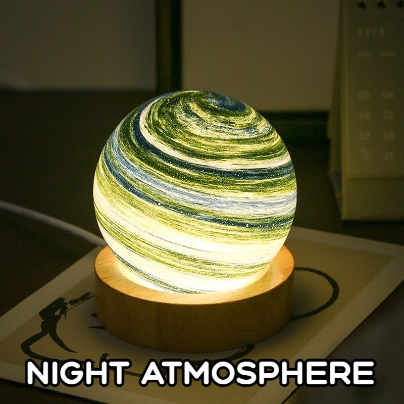 USB Powered 3D Moon Glass Lamp Planet Mini Night Light Wooden Stand Table Lamp For Kids Girls Boys  1