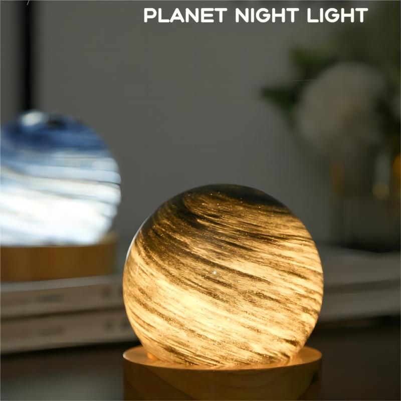 USB Powered 3D Moon Glass Lamp Planet Mini Night Light Wooden Stand Table Lamp For Kids Girls Boys  2