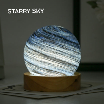 USB Powered 3D Moon Glass Lamp Planet Mini Night Light Wooden Stand Table Lamp For Kids Girls Boys  6