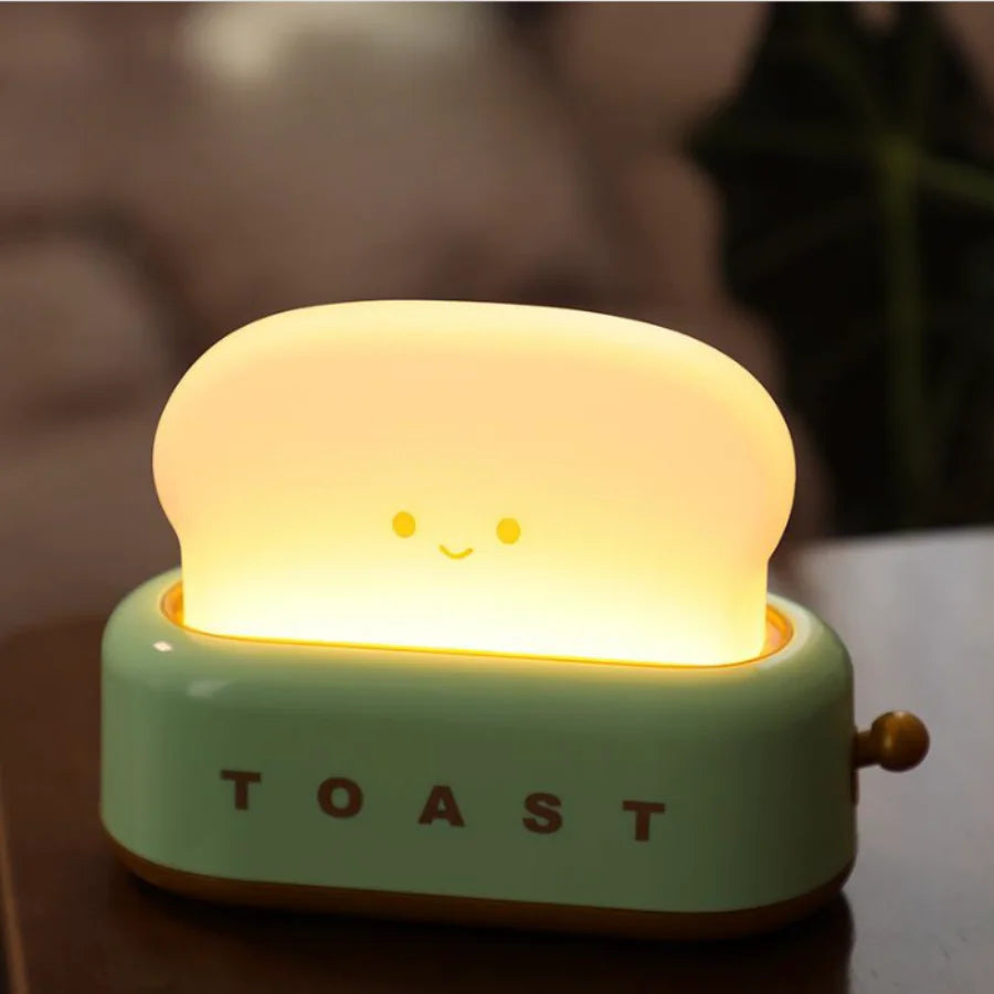 Creative Bread Toast Toaster Nightlight, Rechargeable LED Lamp, Bedroom Table Light, Fun Birthday Gift Idea