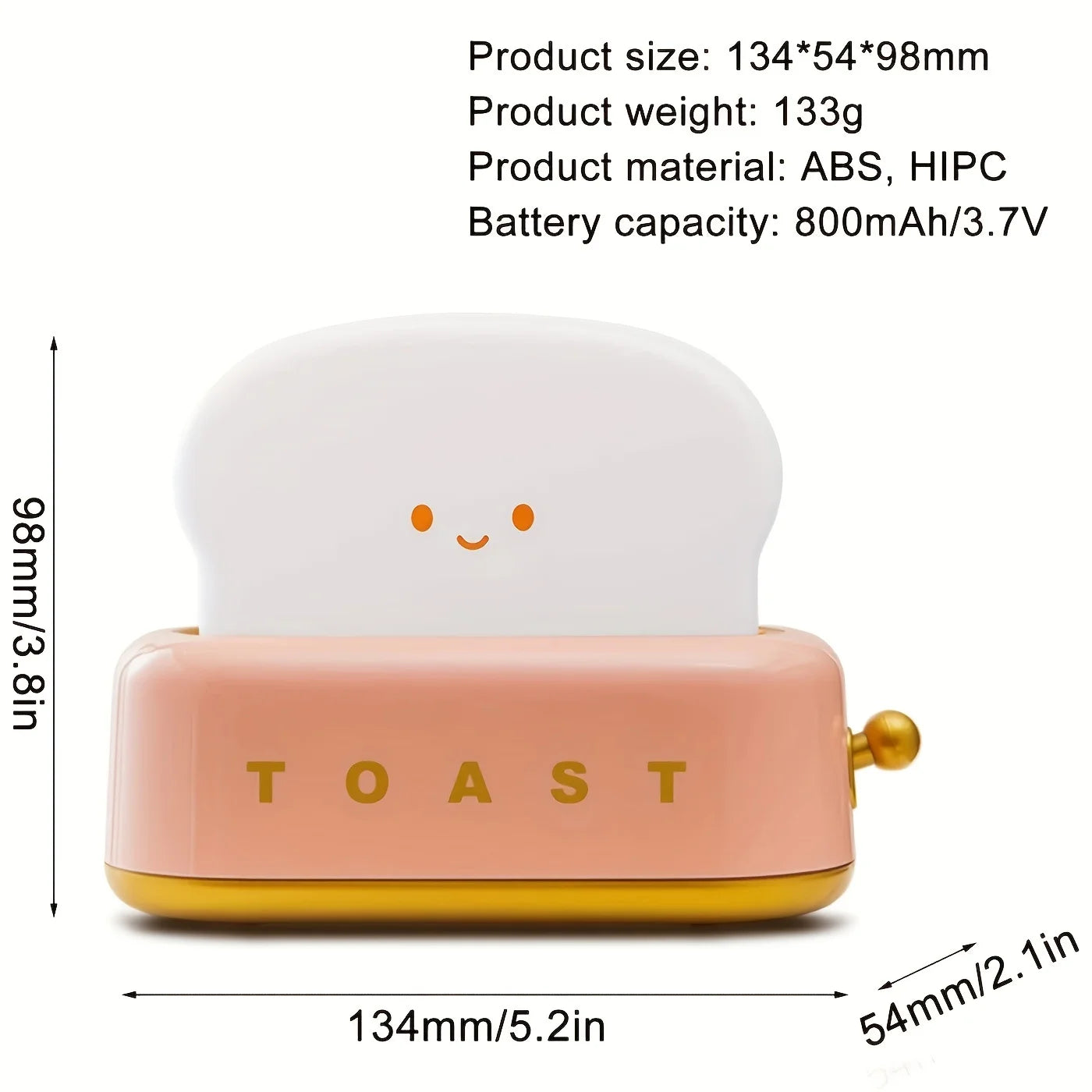 Creative Bread Toast Toaster Nightlight, Rechargeable LED Lamp, Bedroom Table Light, Fun Birthday Gift Idea