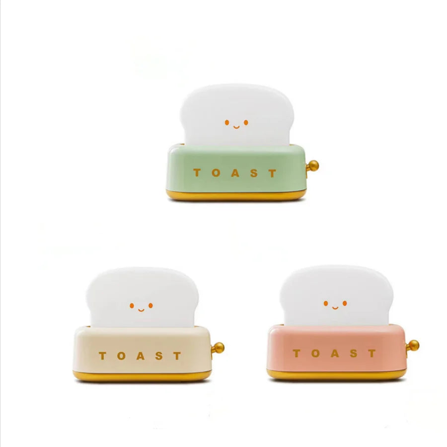 Creative Bread Toast Toaster Nightlight, Rechargeable LED Lamp, Bedroom Table Light, Fun Birthday Gift Idea