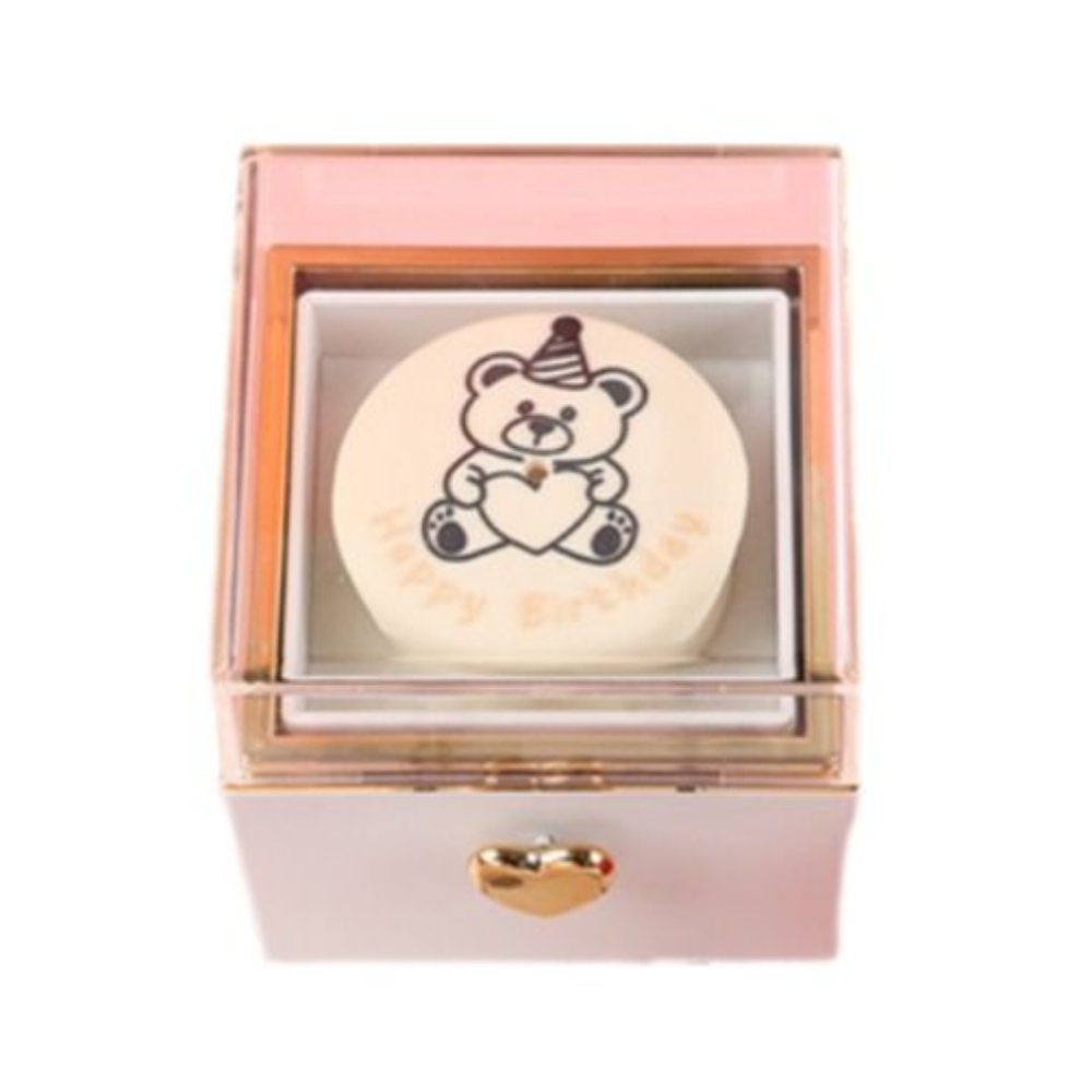 Bear Flip Ring Box, Mini Cake Jewelry Gift Box for Girlfriend, Birthday Proposals, Ring Display Storage Box