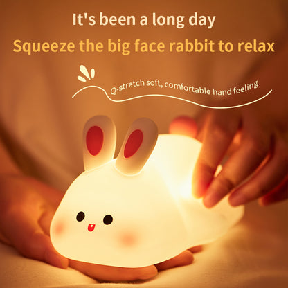 Silicone Night Light for Bedroom, Cute Rabbit Shaped USB Rechargeable Bedside Lamp, Eye Protection Desk Lighting