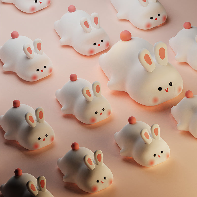 Silicone Night Light for Bedroom, Cute Rabbit Shaped USB Rechargeable Bedside Lamp, Eye Protection Desk Lighting