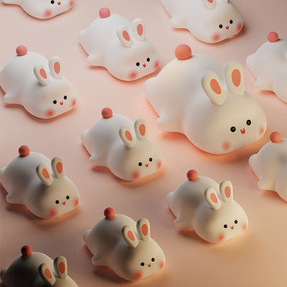 Silicone Night Light for Bedroom, Cute Rabbit Shaped USB Rechargeable Bedside Lamp, Eye Protection Desk Lighting
