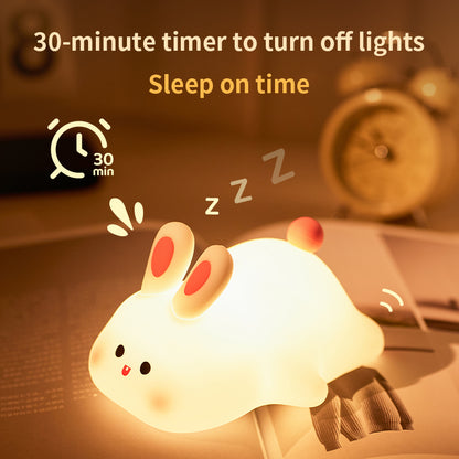 Silicone Night Light for Bedroom, Cute Rabbit Shaped USB Rechargeable Bedside Lamp, Eye Protection Desk Lighting