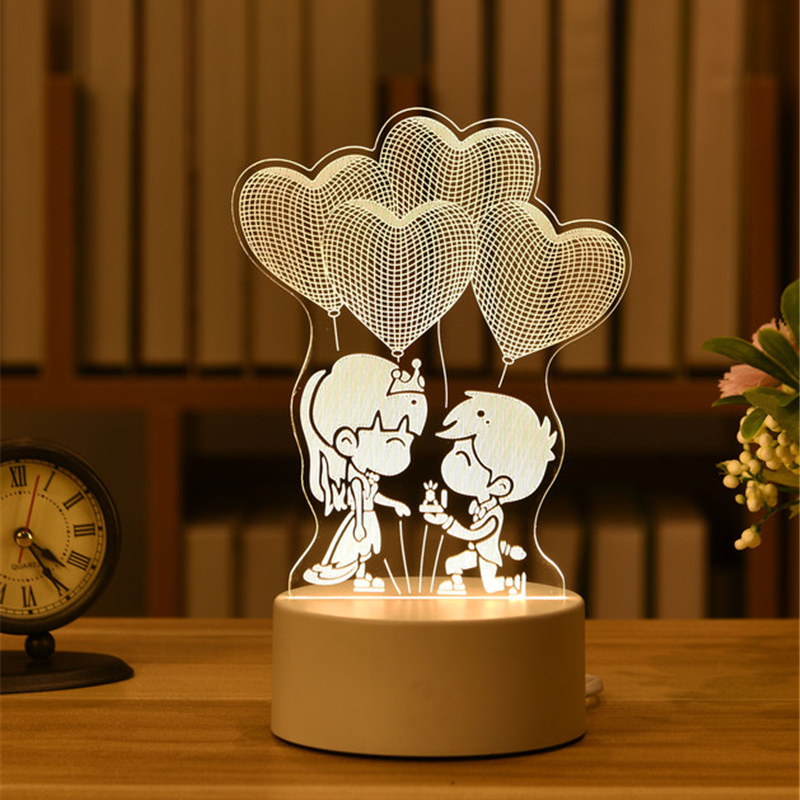 USB LED Night Lights 3D Lamp Acrylic Neon Sign, Xmas Christmas Home Decorations, Bedroom Birthday Wedding Gifts