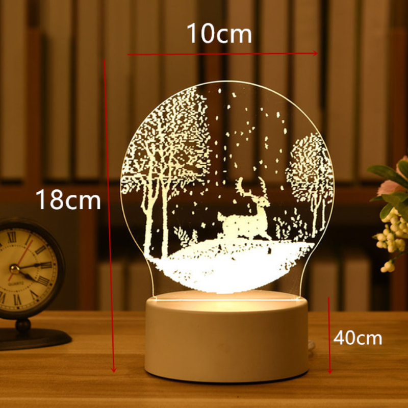 USB LED Night Lights 3D Lamp Acrylic Neon Sign, Xmas Christmas Home Decorations, Bedroom Birthday Wedding Gifts