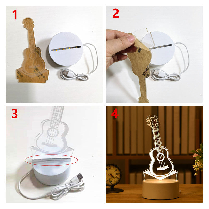 USB LED Night Lights 3D Lamp Acrylic Neon Sign, Xmas Christmas Home Decorations, Bedroom Birthday Wedding Gifts