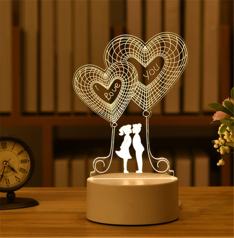USB LED Night Lights 3D Lamp Acrylic Neon Sign, Xmas Christmas Home Decorations, Bedroom Birthday Wedding Gifts