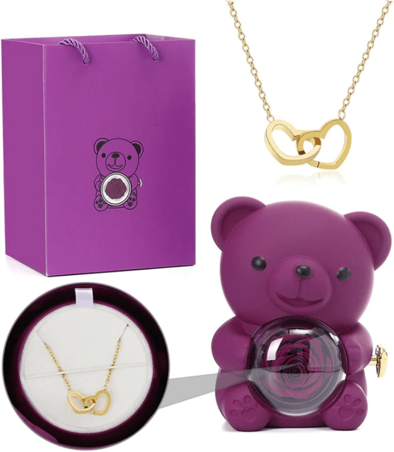Cute Bear Jewelry Gift Box With Eternal Rose Teddy Bear Gifts Box For Valentines Day Anniversary Ro 1