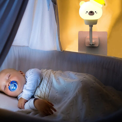 Cute Cartoon USB Night Light LED Lamp for Kids Baby, Bear Chick Kitten Nightlight, Remote Bedside Bedroom Decor