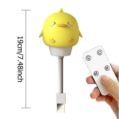 Cute Cartoon USB Night Light LED Lamp for Kids Baby, Bear Chick Kitten Nightlight, Remote Bedside Bedroom Decor