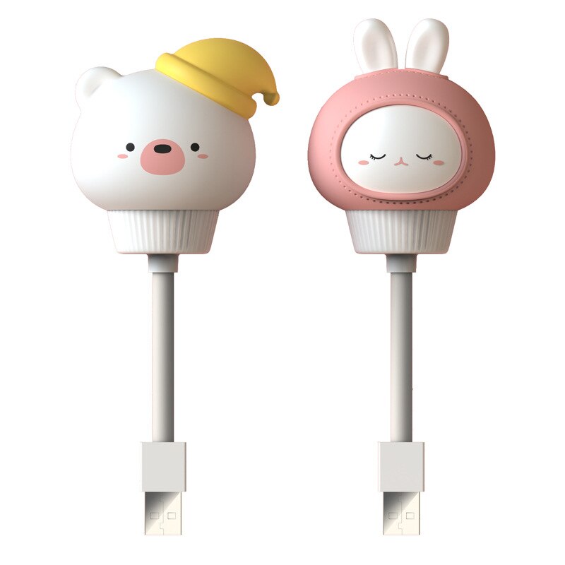 Cute Cartoon USB Night Light LED Lamp for Kids Baby, Bear Chick Kitten Nightlight, Remote Bedside Bedroom Decor