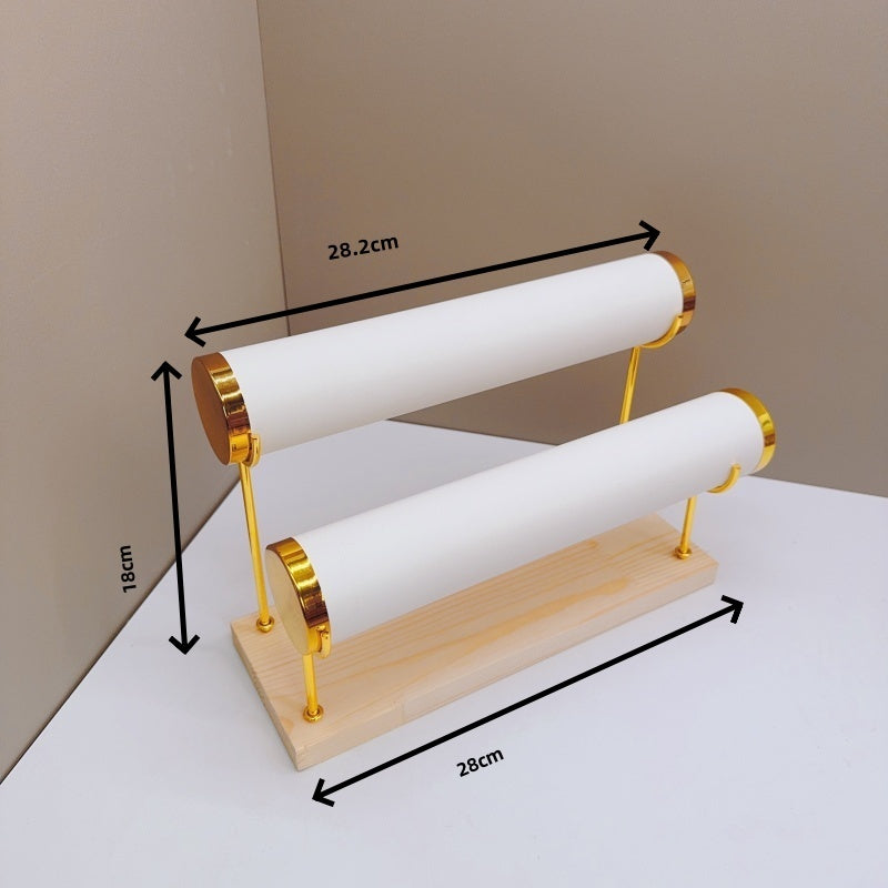 Detachable Bracelet Holder Jewelry Storage Stand with Wooden Tray, Elegant Jewelry Display Organizer