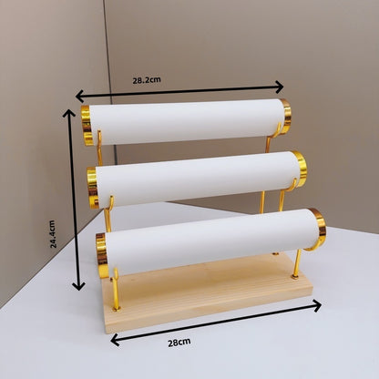 Detachable Bracelet Holder Jewelry Storage Stand with Wooden Tray, Elegant Jewelry Display Organizer