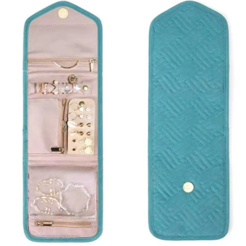 Foldable Jewellery Roll, Convenient Jewellery Organiser for Travel & Home Velvet Cosmetic Bag, Jewelry Display Pouch