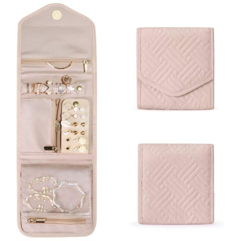 Foldable Jewellery Roll, Convenient Jewellery Organiser for Travel & Home Velvet Cosmetic Bag, Jewelry Display Pouch