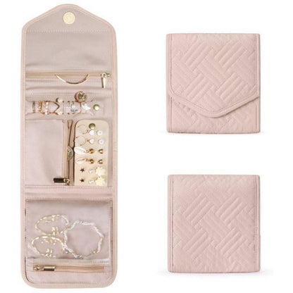 Foldable Jewellery Roll, Convenient Jewellery Organiser for Travel & Home Velvet Cosmetic Bag, Jewelry Display Pouch