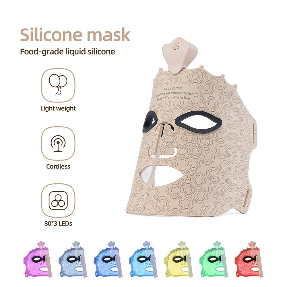 Silicone LED Photon Therapy Face Mask with Seven Color Light Modes for Skin Repair