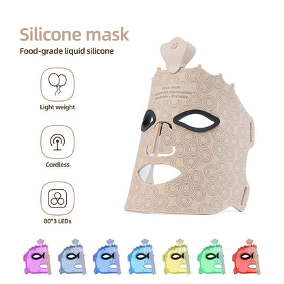 Silicone LED Photon Therapy Face Mask with Seven Color Light Modes for Skin Repair