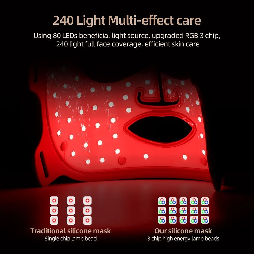 Silicone LED Photon Therapy Face Mask With Seven Color Light Modes For Skin Repair 3