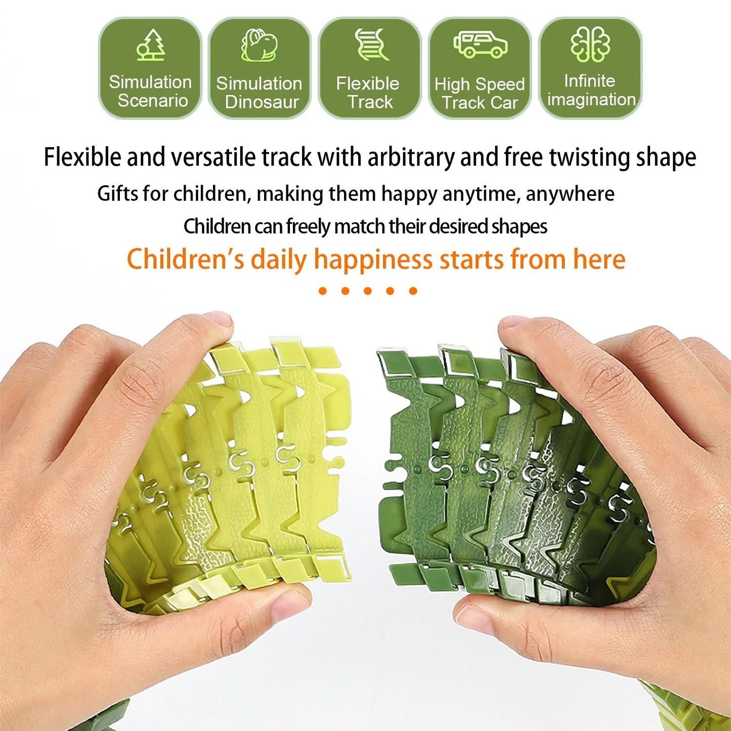Flexible Dinosaur World Race Track Playset With Magic Climbing Train Set 3