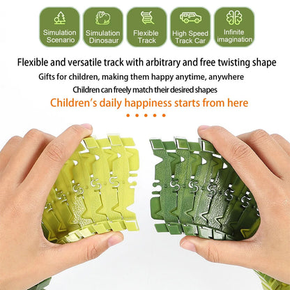 Flexible Dinosaur World Race Track Playset With Magic Climbing Train Set 3