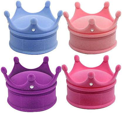 Crown Velvet Jewelry Box, Elegant Ring, Necklace, Earring Gift Case for Display, Storage Perfect for Valentine, Wedding