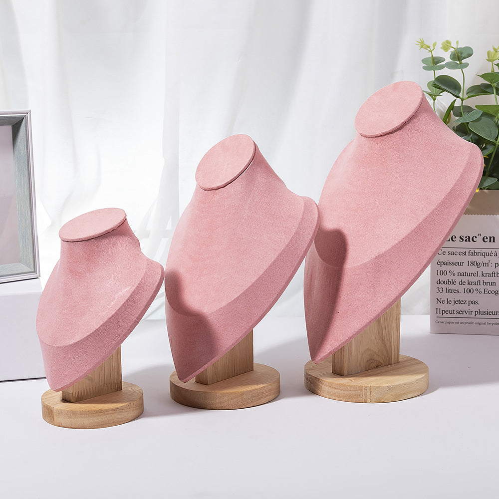 Wooden Mannequin Bust Necklace Display Stand, Elegant Portrait Model for Neck Pendant, Jewellery Storage Rack, Showcase