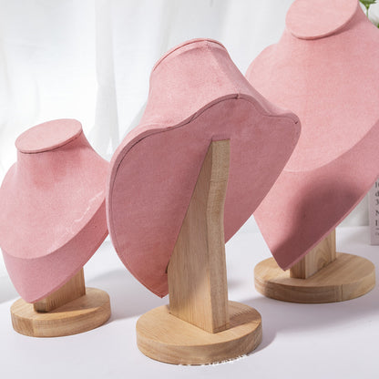 Wooden Mannequin Bust Necklace Display Stand, Elegant Portrait Model for Neck Pendant, Jewellery Storage Rack, Showcase