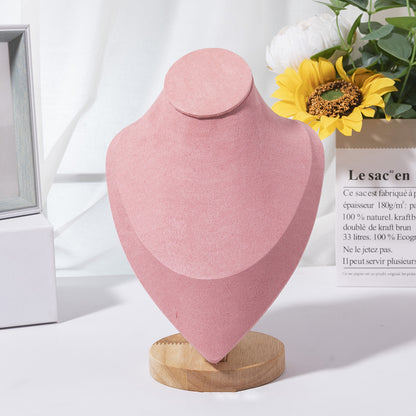 Wooden Mannequin Bust Necklace Display Stand, Elegant Portrait Model for Neck Pendant, Jewellery Storage Rack, Showcase