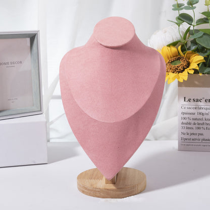 Wooden Mannequin Bust Necklace Display Stand, Elegant Portrait Model for Neck Pendant, Jewellery Storage Rack, Showcase