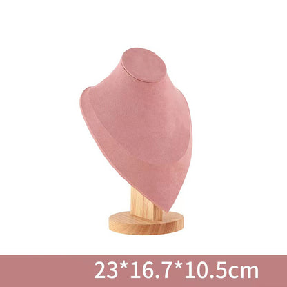 Wooden Mannequin Bust Necklace Display Stand, Elegant Portrait Model for Neck Pendant, Jewellery Storage Rack, Showcase