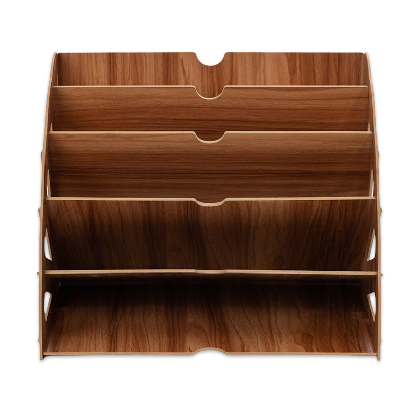 Wooden Fan Multilayer Standing Test Paper Tray Vertical Organizer File Rack Data Storage Office Sta 4
