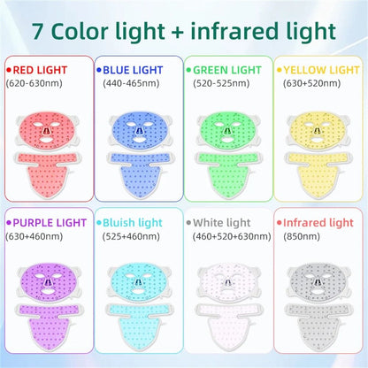 Eight Color LED Facial And Neck Mask With Light Therapy For Skin Firming Whitening And Oil Control 3