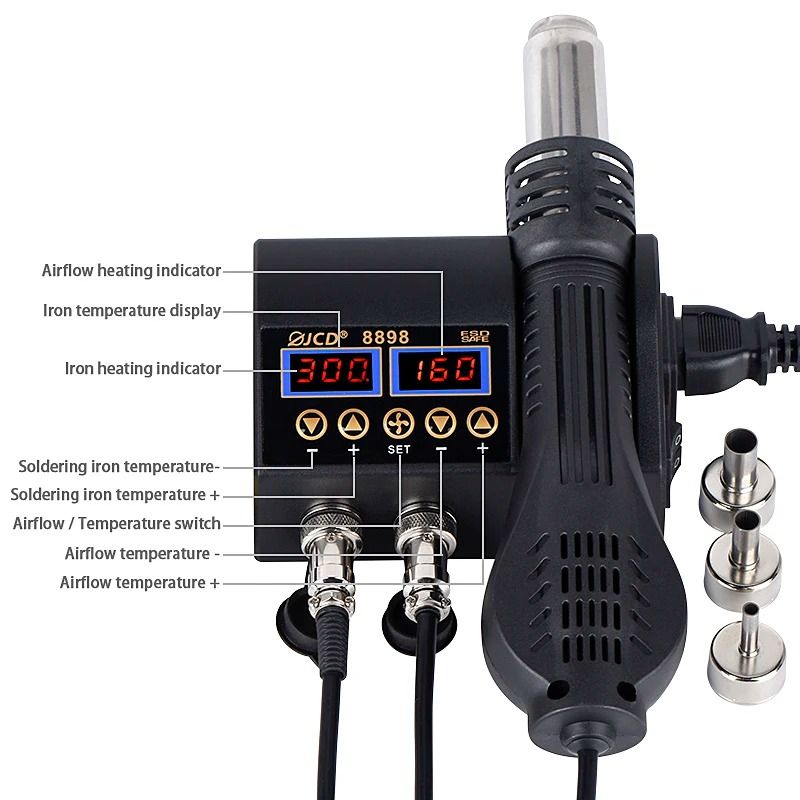 2 In 1 750W Soldering Station LCD Digital Display Rework Welding Station 8898 2
