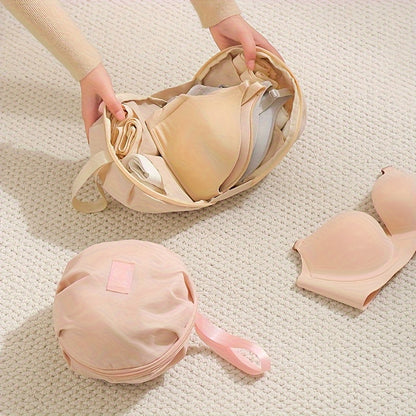 Round Underwear Storage Bag, Light Easy to Carry Travel Organizer for Bras, Underwear