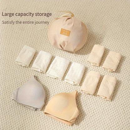 Round Underwear Storage Bag, Light Easy to Carry Travel Organizer for Bras, Underwear