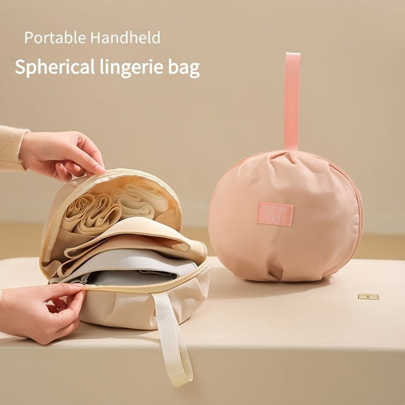 Round Underwear Storage Bag, Light Easy to Carry Travel Organizer for Bras, Underwear