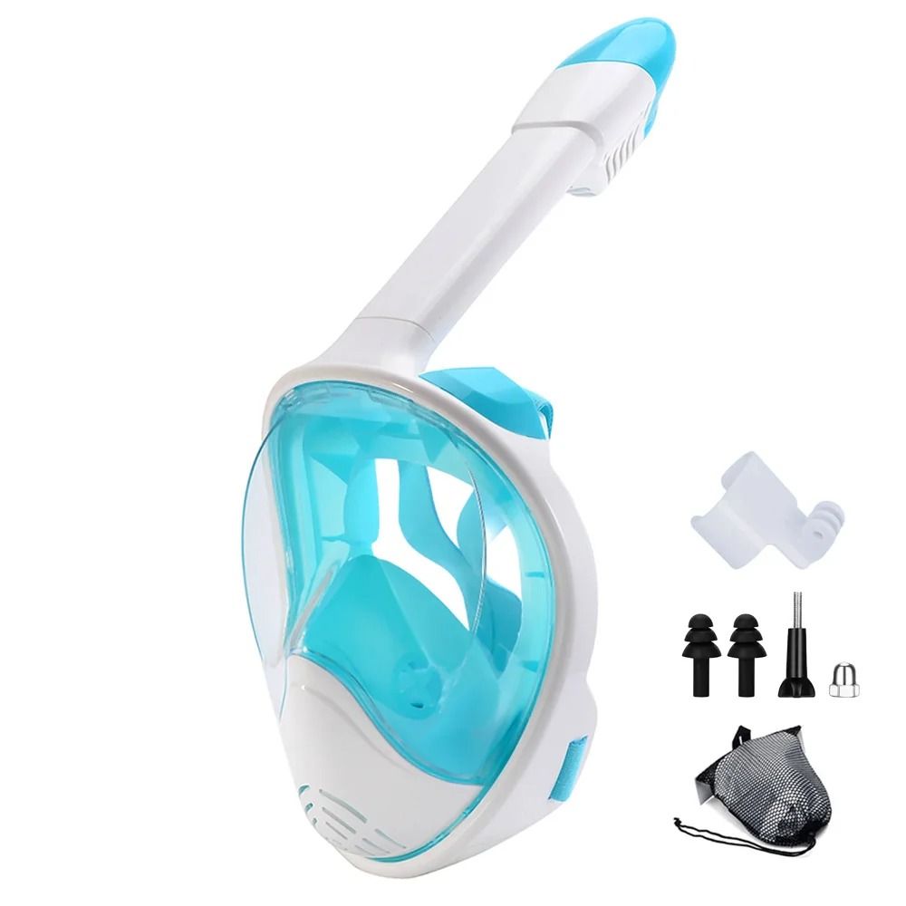 Full Face Snorkel Mask With Detachable Camera Mount Wide View AntiFog AntiLeak For Youth And Adults 12