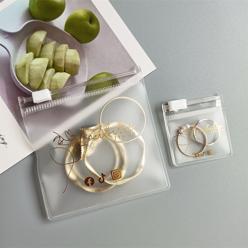 PVC Plastic Zipper Clear Jewelry Storage Bag with Logo, Mini Ziplock Laser Holographic Pouch for Ring Earrings Package