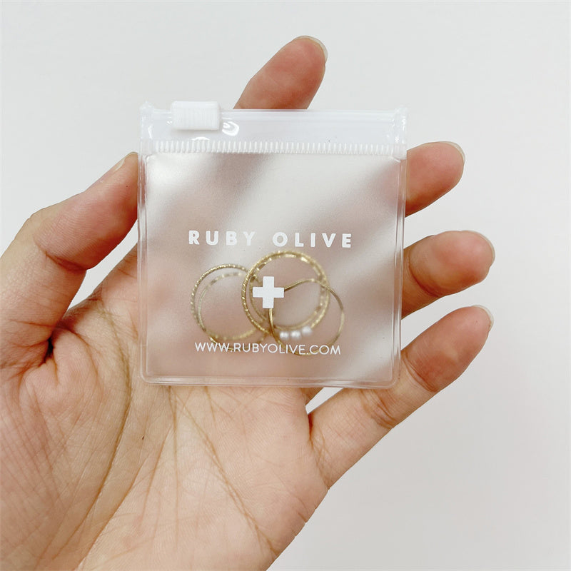 PVC Plastic Zipper Clear Jewelry Storage Bag with Logo, Mini Ziplock Laser Holographic Pouch for Ring Earrings Package