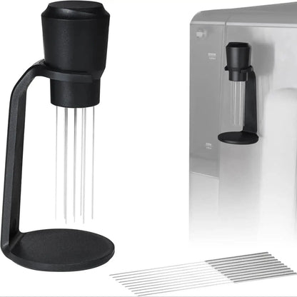 Espresso Needle Stirring Tool with Magnetic Holder and Replacement Pins