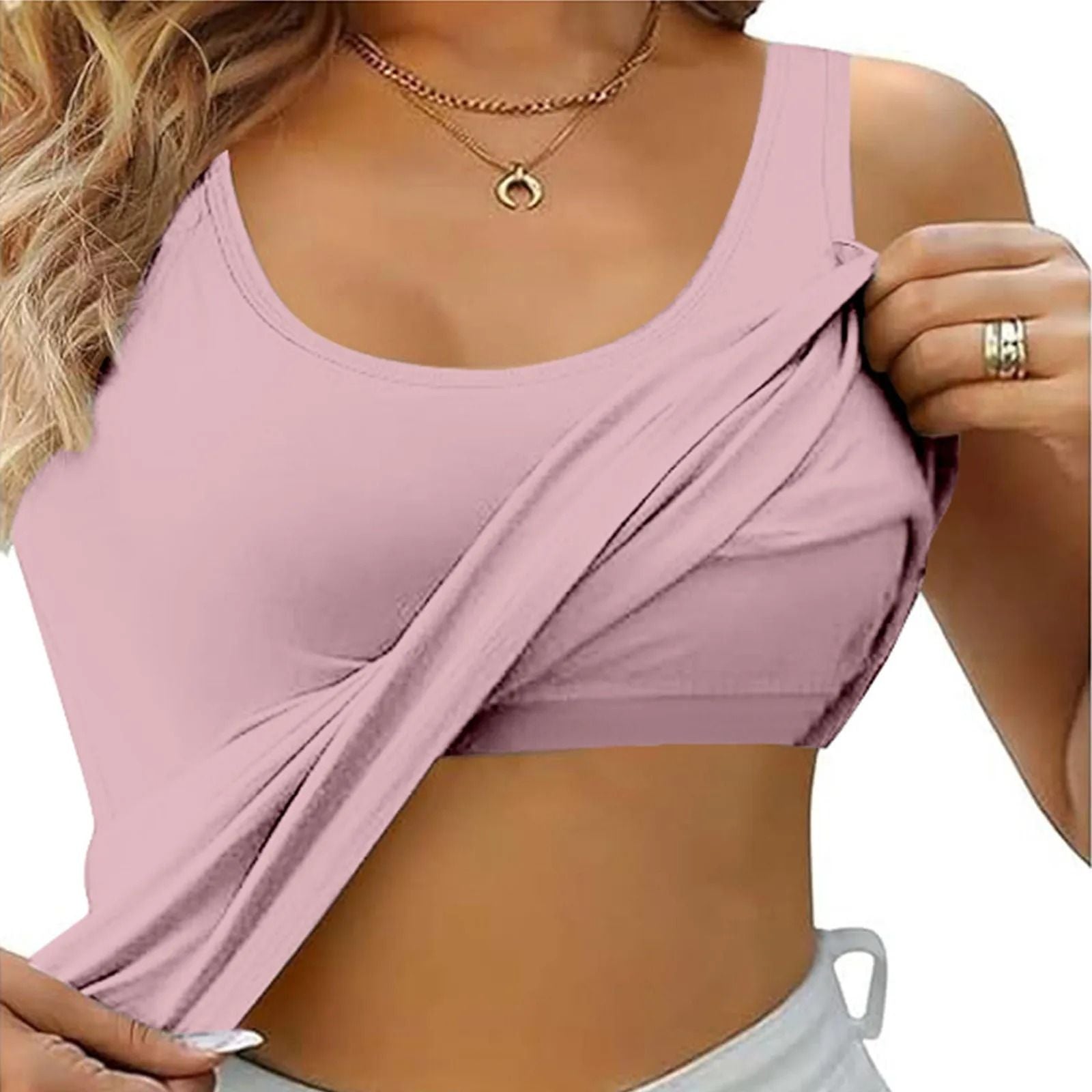Women Tank Top With Built In Bra Sleeveless Camisole Plus Size 10